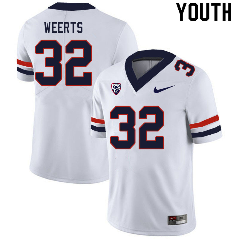 Youth #32 Matt Weerts Arizona Wildcats College Football Jerseys Sale-White - Click Image to Close